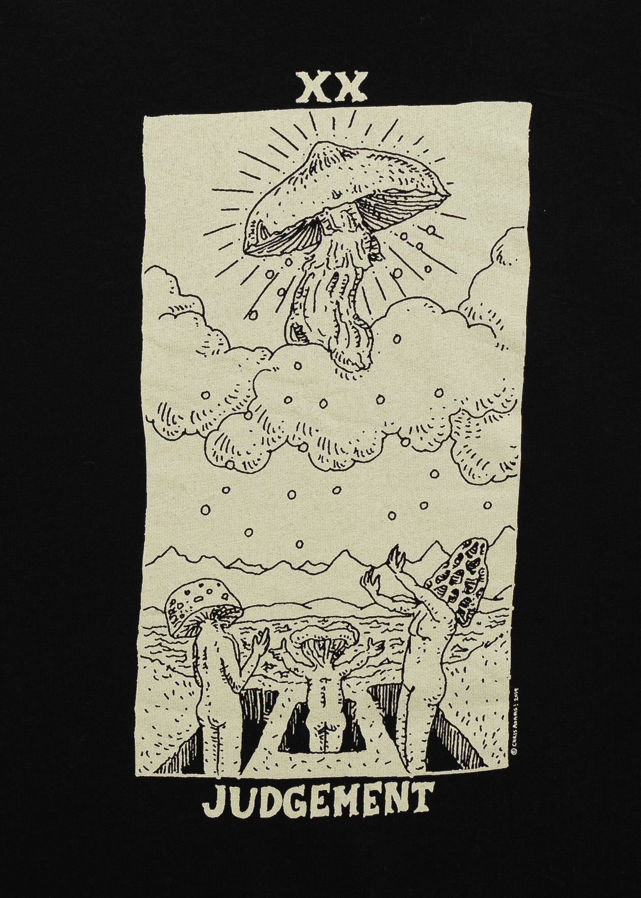 Judgement Mushroom Tarot Shirt, Black Organic Cotton