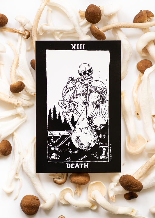 Mushroom Tarot Death Card Sticker