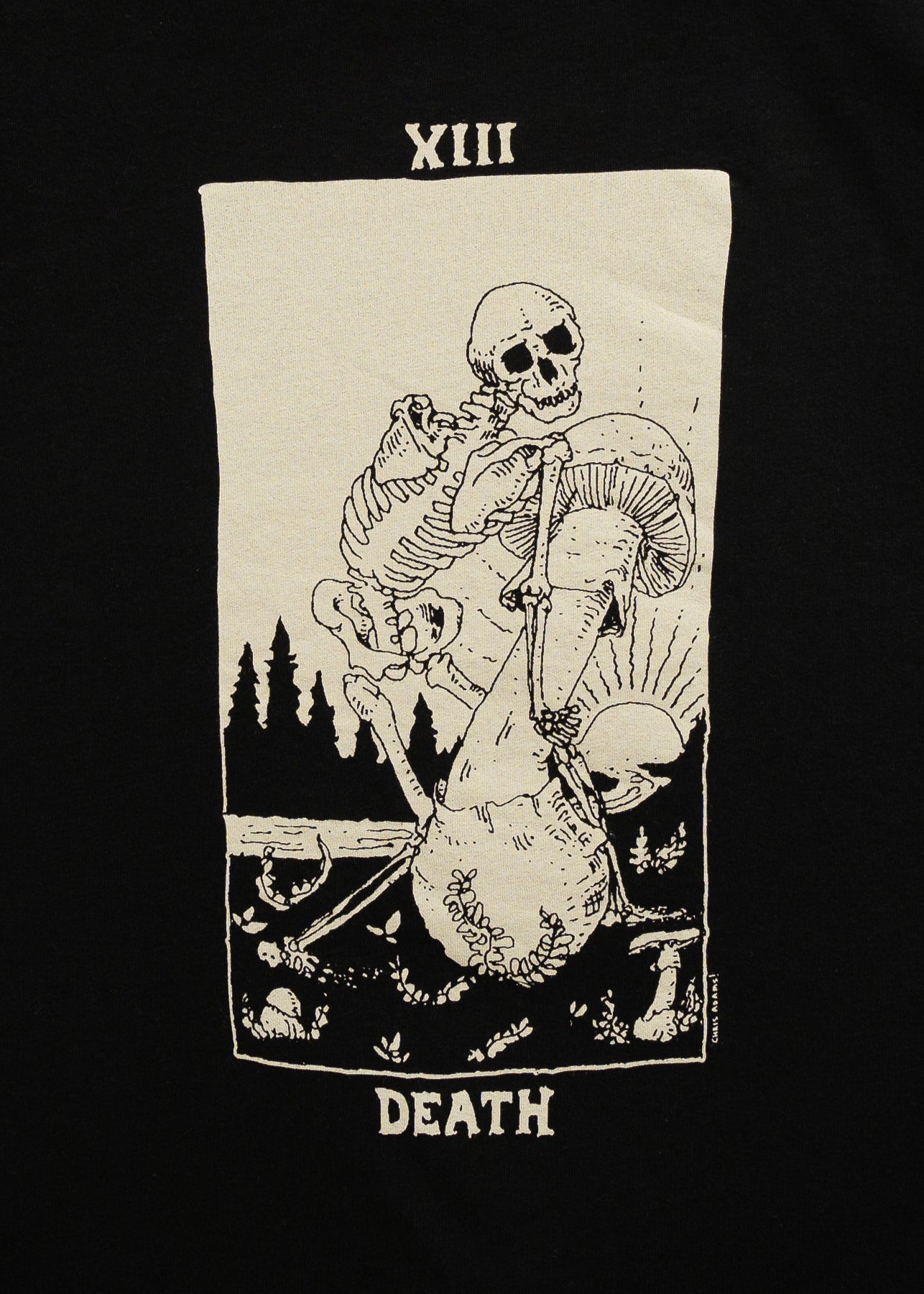 Mushroom Tarot Death Card Shirt, Black Cotton US Made