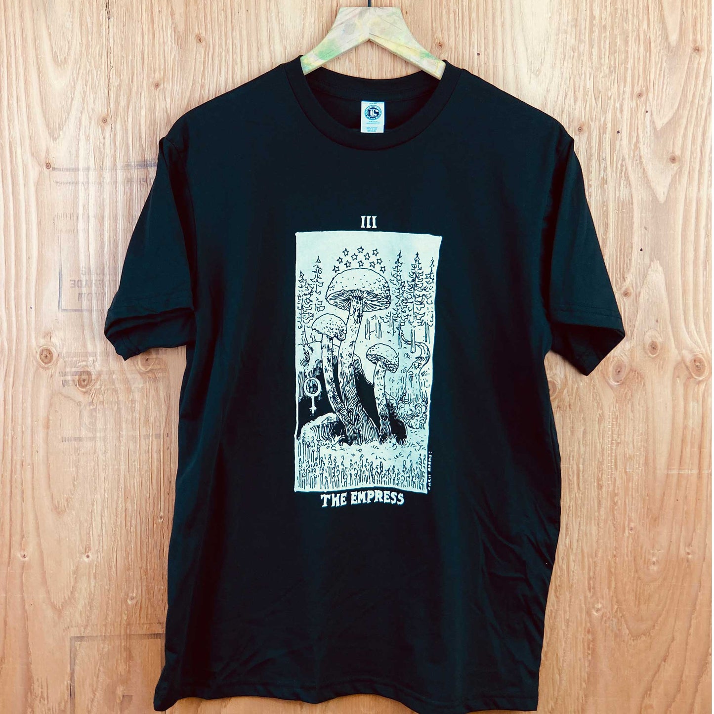 Empress Mushroom Tarot Shirt, Black Cotton US Made